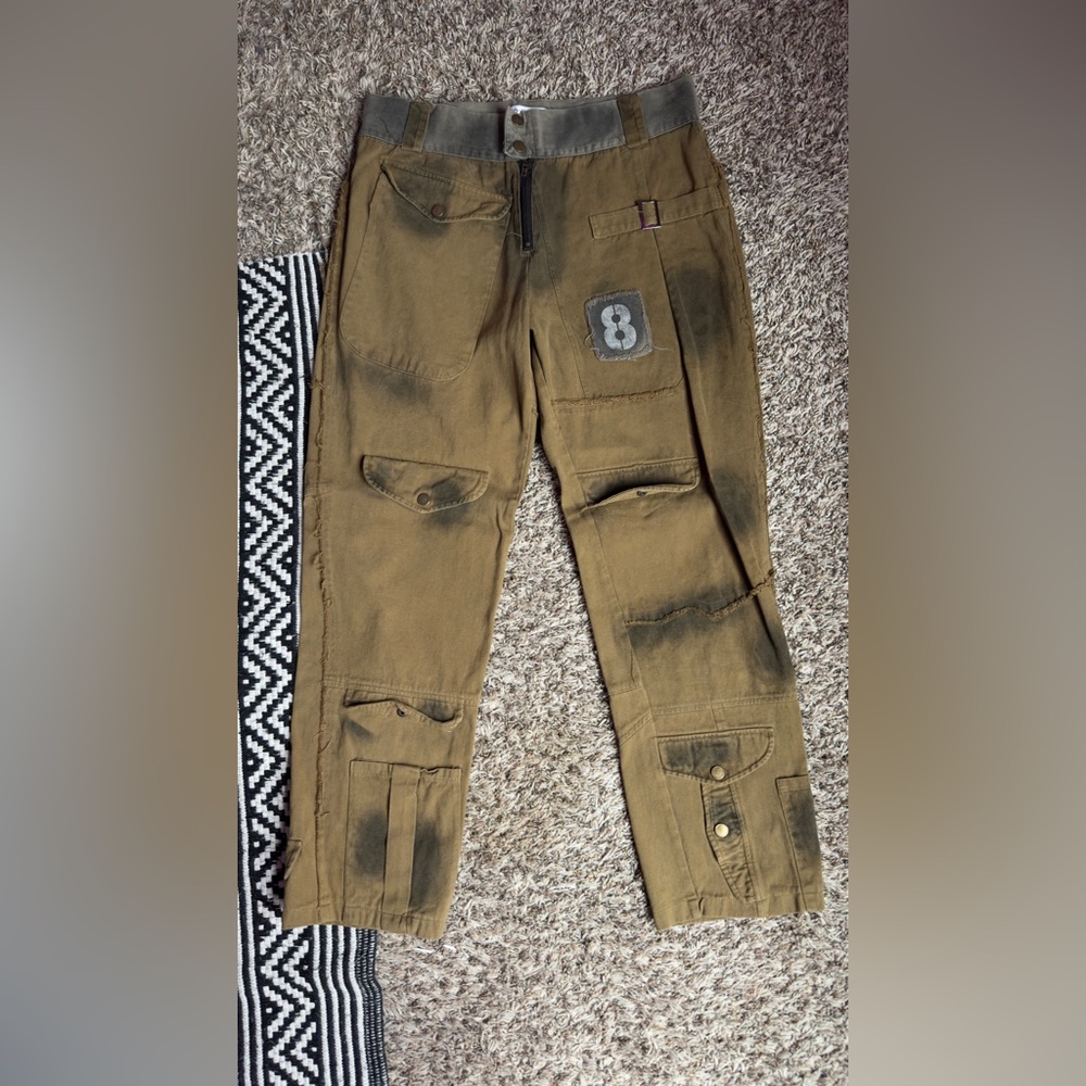 Brown Cargo Pants with Patch Detail